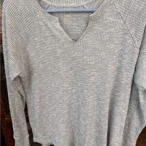 American Eagle Gray Textured Knit Sweater